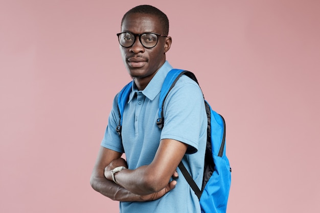 African student with backpack