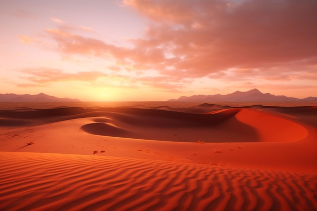 African sunrise over the Namib Desert casting a generative ai