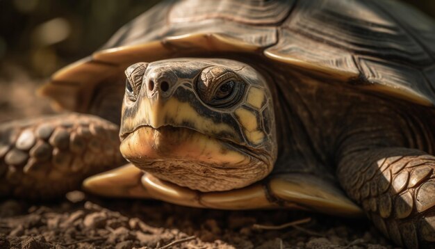 African tortoise crawls slowly its shell a portrait of nature generated by artificial intelligence