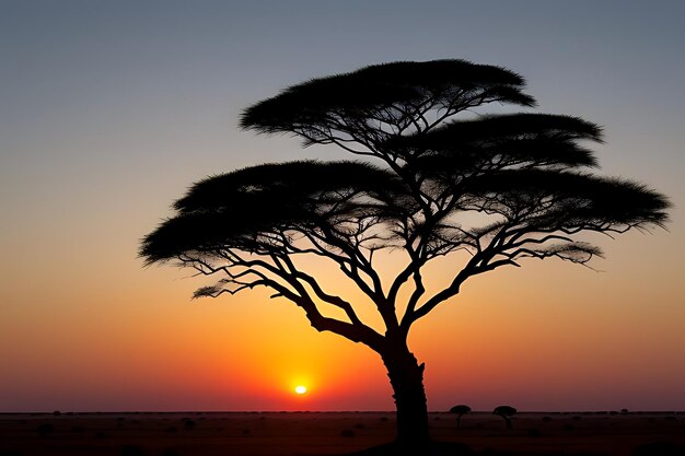 african tree sunset view