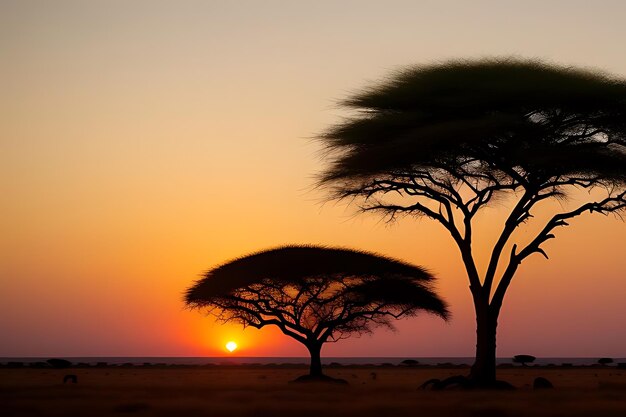 african tree sunset view