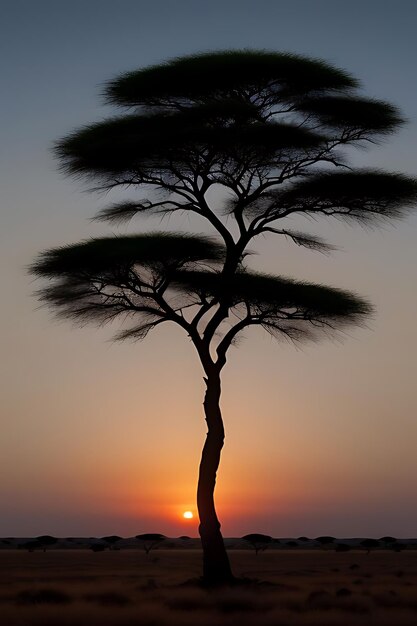 african tree sunset view