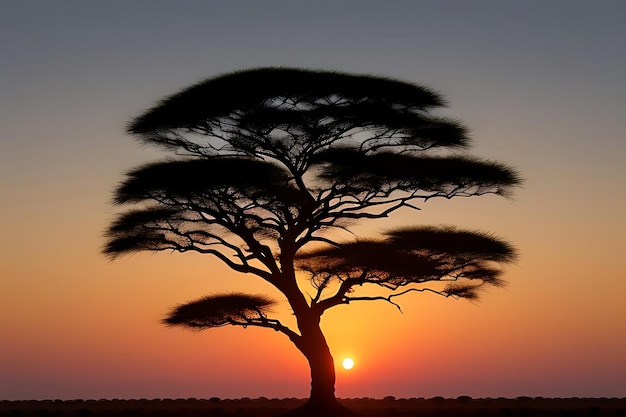 african tree sunset view