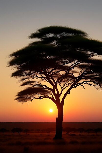 african tree sunset view