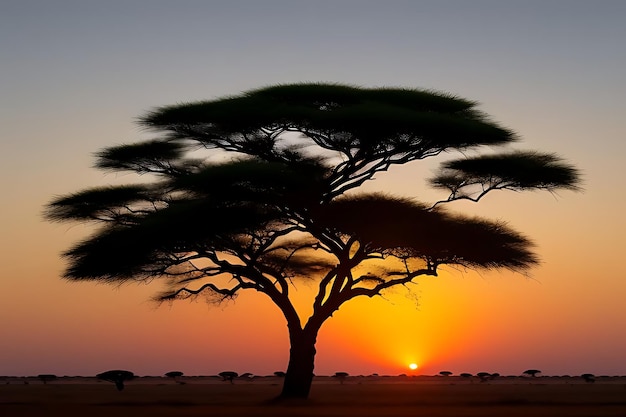 african tree sunset view