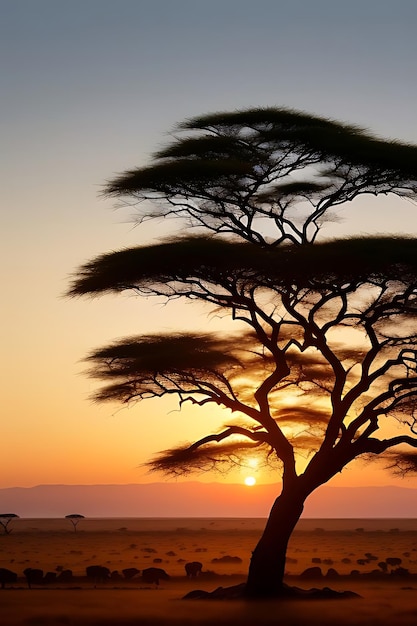 african tree sunset view