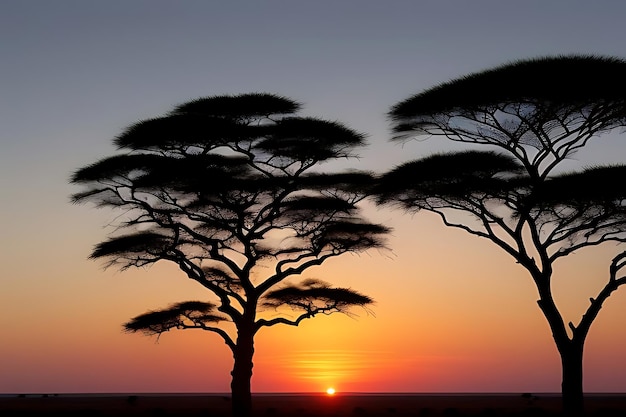 african tree sunset view