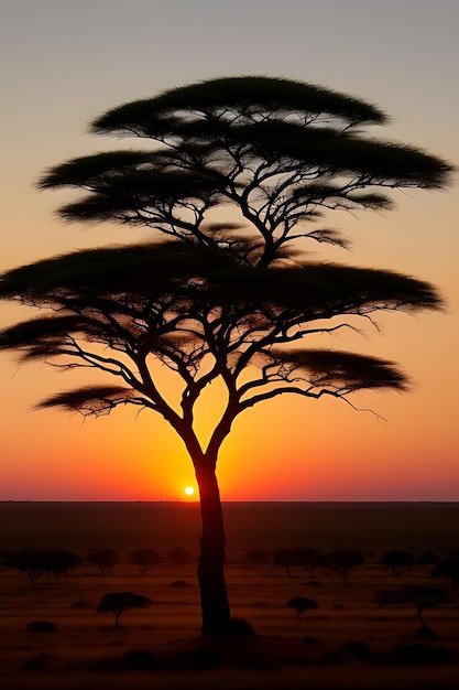 african tree sunset view