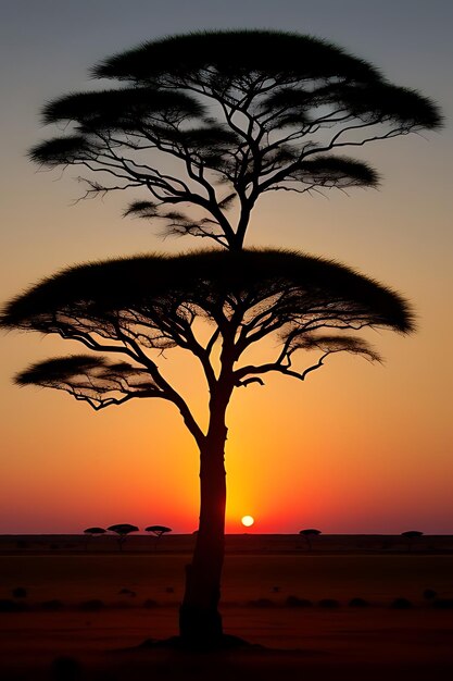 african tree sunset view