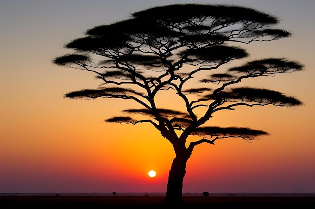 african tree sunset view