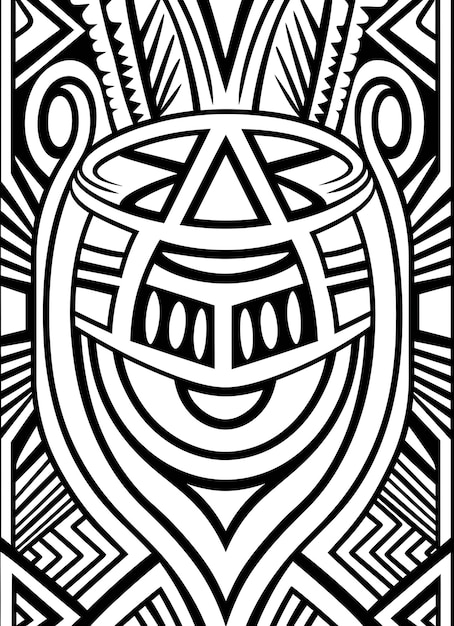 african tribal pattern black and white coloring page
