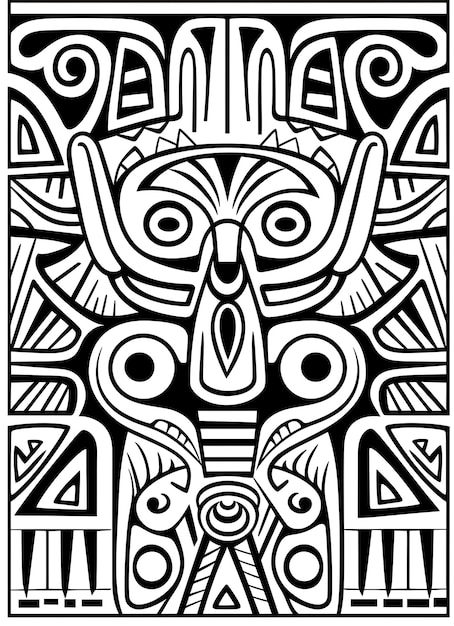 african tribal pattern black and white coloring page