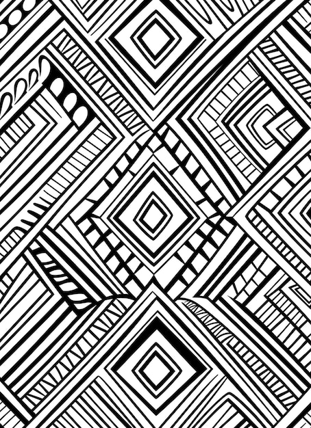 Photo african tribal pattern black and white coloring page