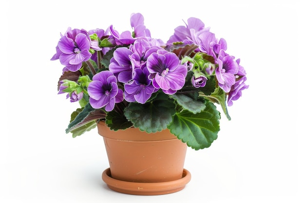 African Violets Saintpaulia ionantha in Flowerpot Closeup African Violets Macro House Plant