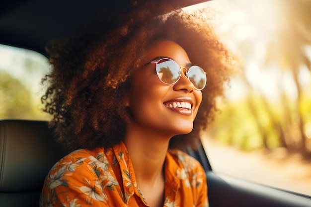 African Woman and Car Adventure