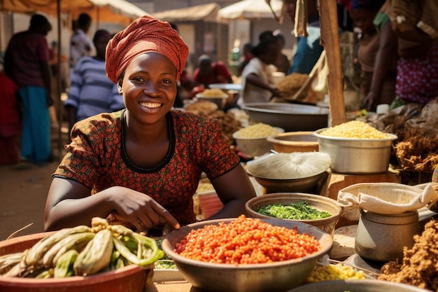 African woman eating street food | Premium AI-generated image