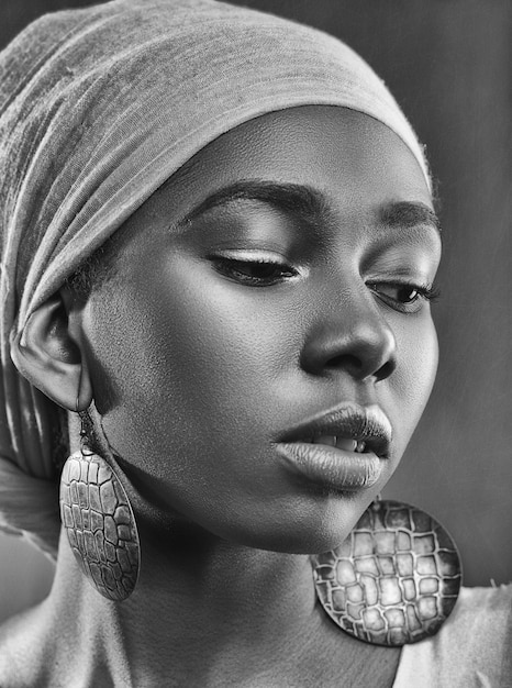 African woman female portrait with saved skin texture