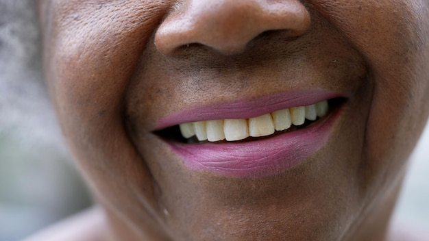 An African woman macro closeup eyes and face smiling