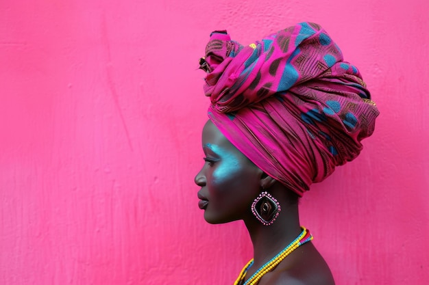 African woman pink bandage Generate Ai