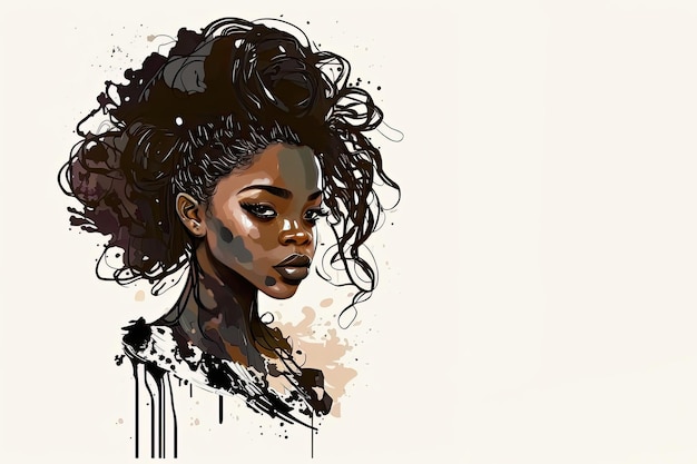 African woman portrait Black girl on white background Strength and independence Generative AI