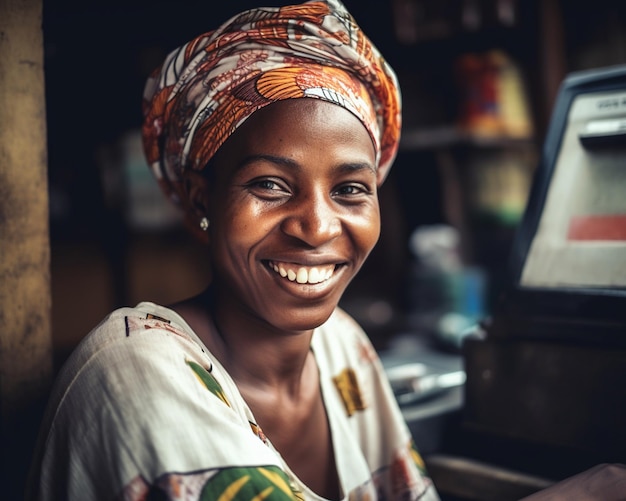 An african woman smiling