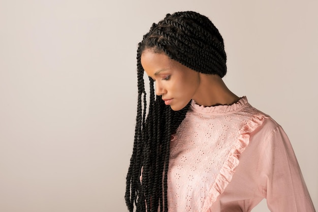 Photo african woman in vintage blouse