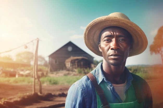 African worker farmer Africa happy Generate Ai