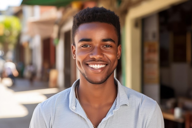 An african young man smile at camera