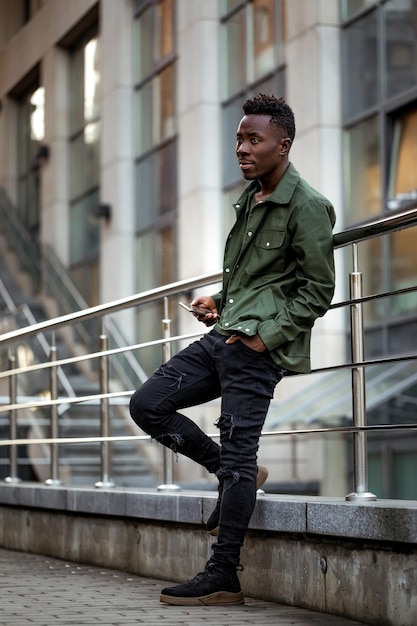 Africanamerican man in stylish jacket