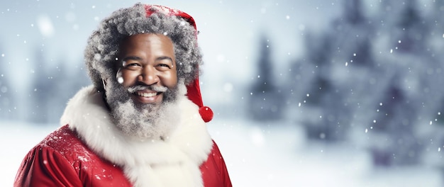 AfricanAmerican Santa Claus Black afro Santa in white snow