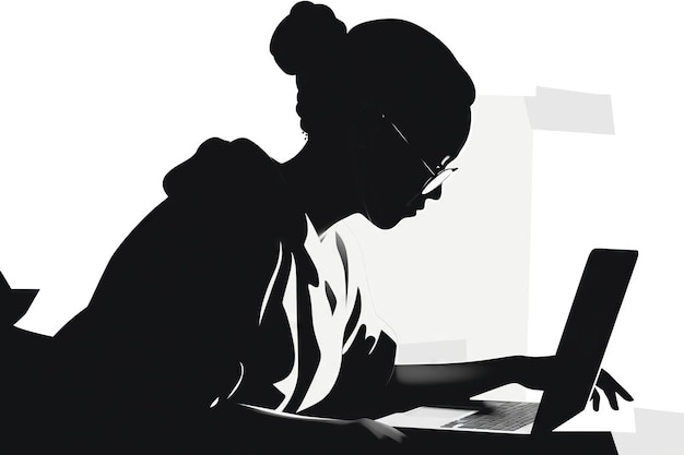 Foto donna afroamericana freelance che lavora con il portatile in ufficio a casa