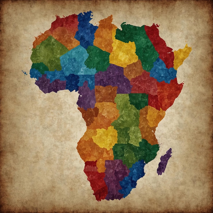 Foto afrika juneteenth freedom day een kaart van het continent met verschillende kleuren