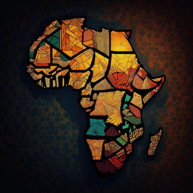 Afrika kaart illustratie met Afrikaanse kleuren zwarte geschiedenismaand Generatieve AI