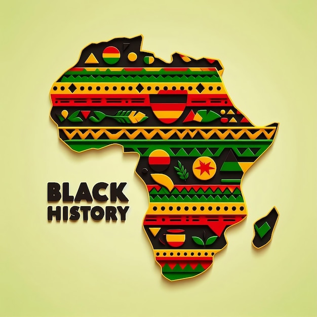 Afrika kaart illustratie zwarte geschiedenis maand post met tekst zwarte geschiedenis post