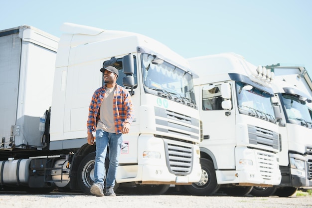 Afrikaans-Amerikaanse professionele vrachtwagenchauffeur