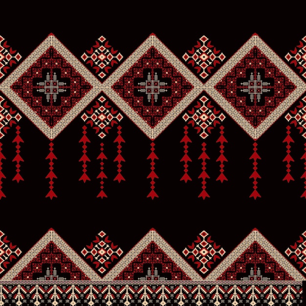 Afrikaans etnisch patroon combineert de traditionele Ikat-stijl met gedurfde geomatische ontwerpen met