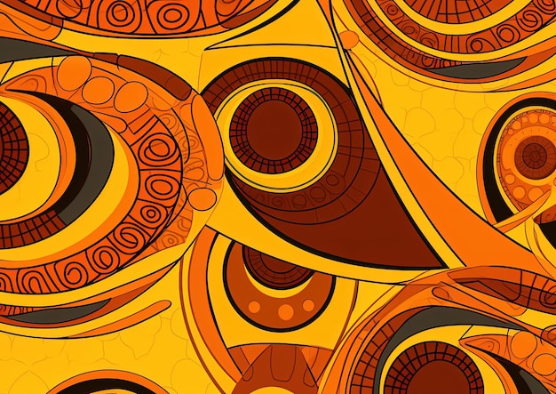 Foto afrikaans ontwerp naadloos patroon in de stijl van donkergeel en oranje