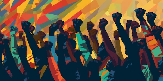 Afrikaans protestillustratiethema van vrijheidsdag, emancipatiedag of zwarte onafhankelijkheidsdag gegenereerd