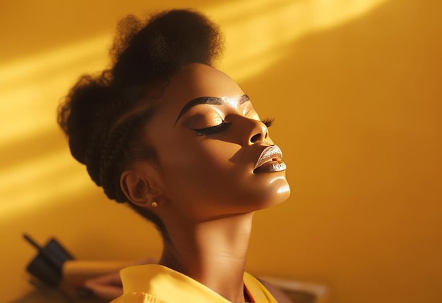 Afrikaanse Amerikaanse vrouw die make-up aanbrengt