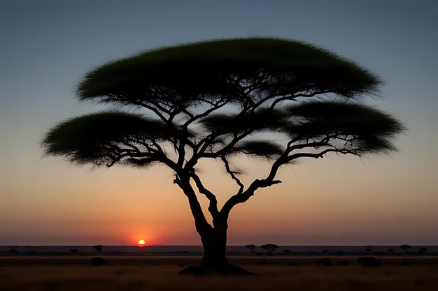 Foto afrikaanse boom zonsondergang