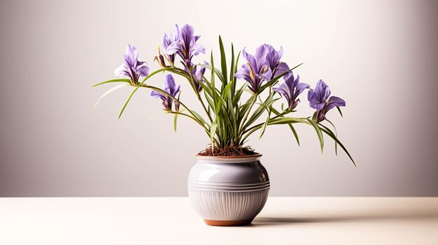 Afrikaanse Iris Plant op een pot op witte achtergrond