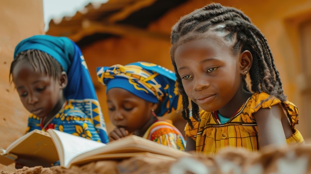 Afrikaanse kinderen die buiten de school studeren in Mali