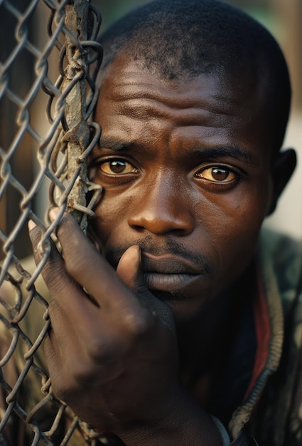 afrikaanse man die wacht om de grens over te steken