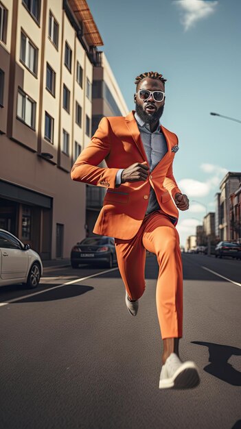 Afrikaanse man loopt in de stad mannelijke hardloper