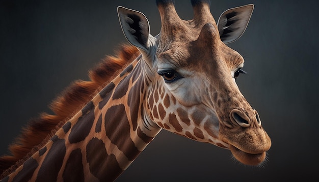 Afrikaanse mooie wilde giraffe dierenkop AI gegenereerd