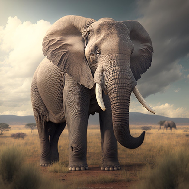 Afrikaanse olifant met grote slagtanden enorme generatieve AI
