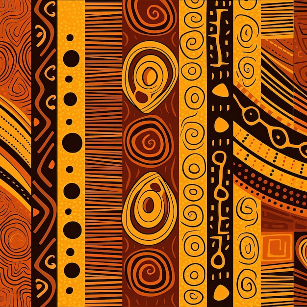 Afrikaanse patroon naadloze illustratie in de stijl van warm toonbereik