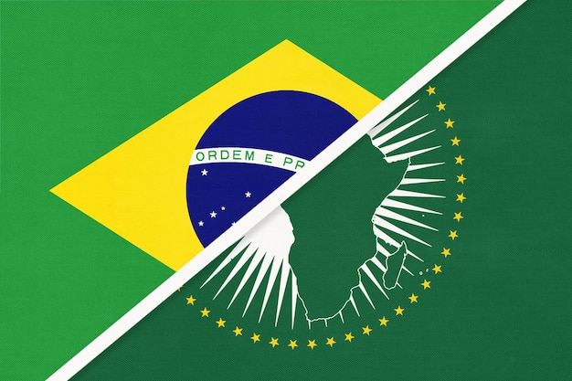 Afrikaanse Unie en Brazilië nationale vlag van textiel Afrika continent vs Braziliaans symbool