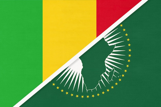 Afrikaanse Unie en Mali nationale vlag van textiel Afrika continent vs Malinese symbool