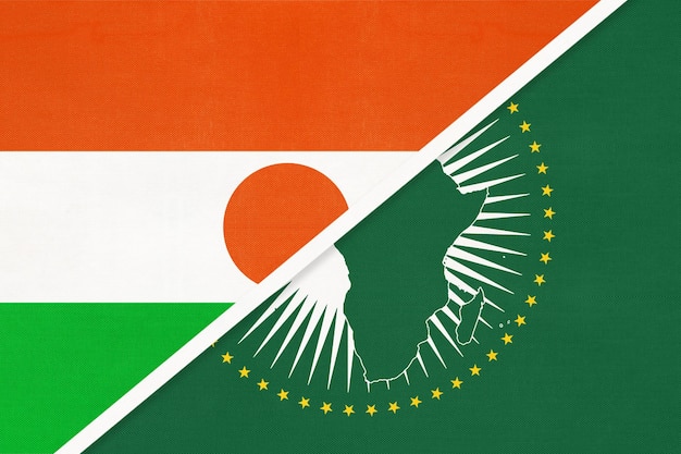 Afrikaanse unie en niger nationale vlag van textiel afrika continent vs nigerese symbool